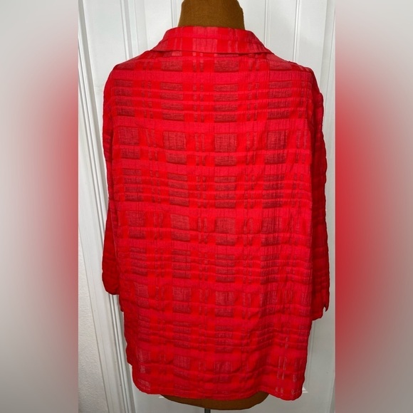 WHITE STAG 3/4 Sleeve Button Front Blouse Shirt Red Size XL - Picture 3 of 9